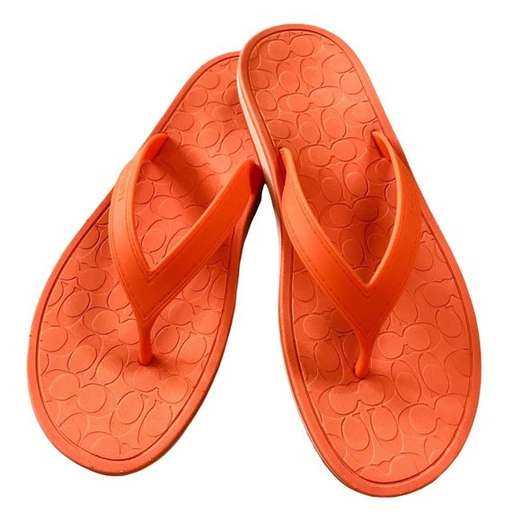 Coach Shoes - SOLD Coach Orange Rubber Flip Flop Sandals Size 7